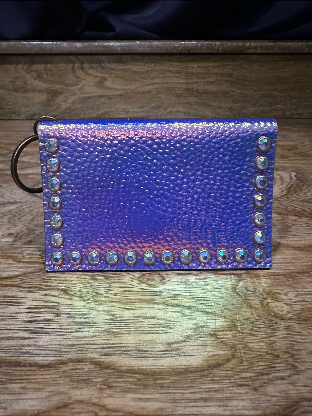 New Keep it Gypsy Becca iridescent purple leather credit card holder.